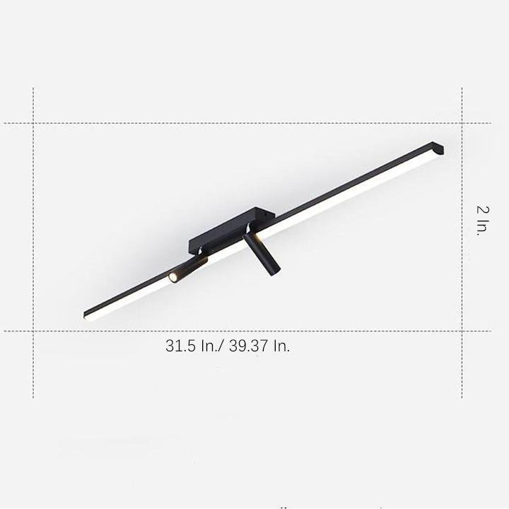 Black Linear Semi-Flush Mount Light with Adjustable Spotlights