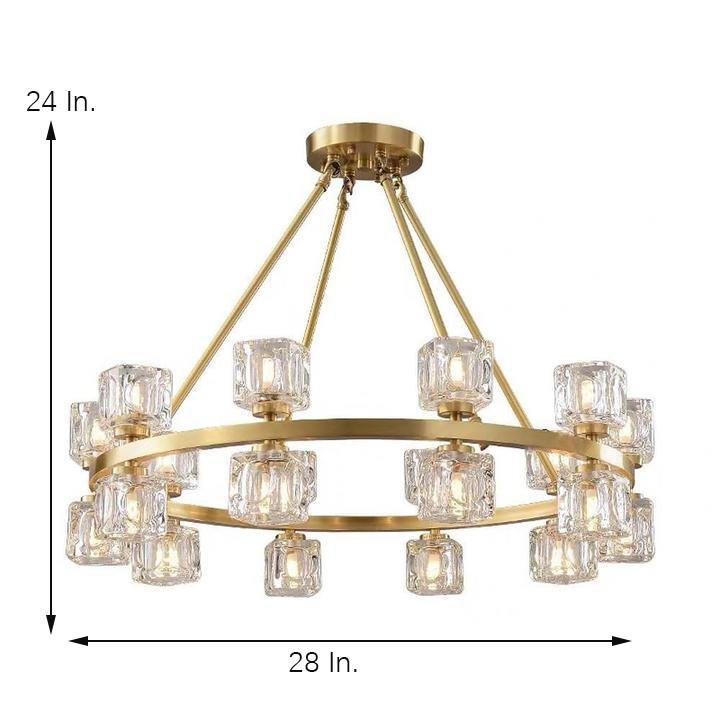 Crystal Spotlight Chandelier with Gold Brass Finish & LED Lights