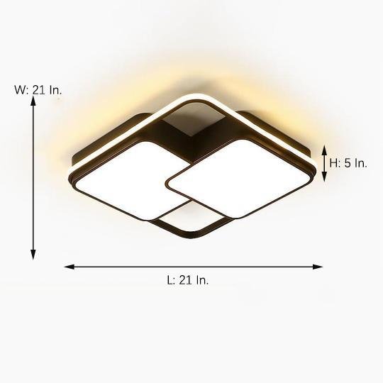 Triple Square Black LED Flush Mount Ceiling Light - Modern Dimmable