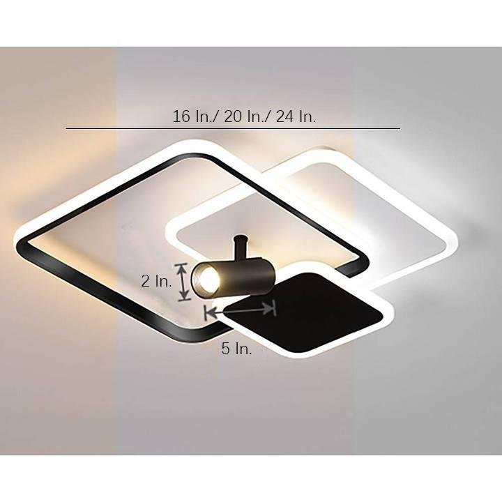 Modern 3-Square Metal LED Flush Mount Ceiling Light