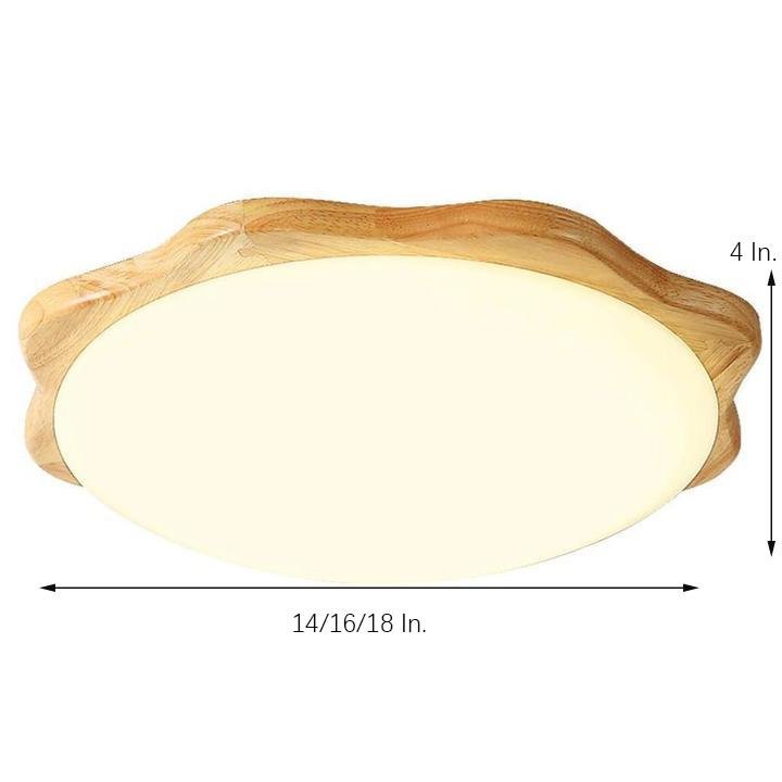 Minimalist Wood Flush Mount LED Ceiling Light - Nordic Style
