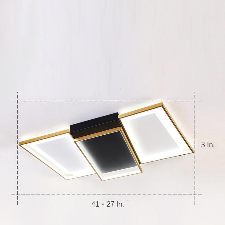 Modern Geometric LED Flush Mount Ceiling Light - Black & Gold