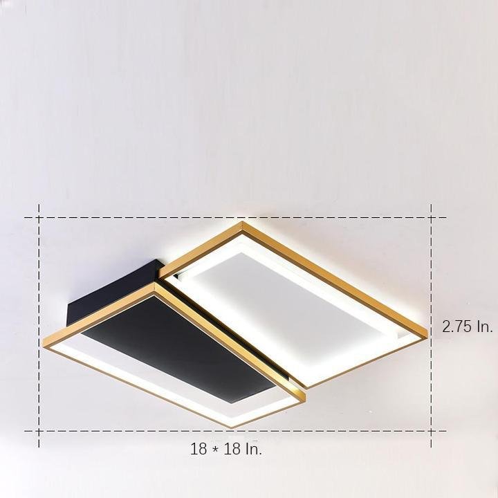 Modern Geometric LED Flush Mount Ceiling Light - Black & Gold