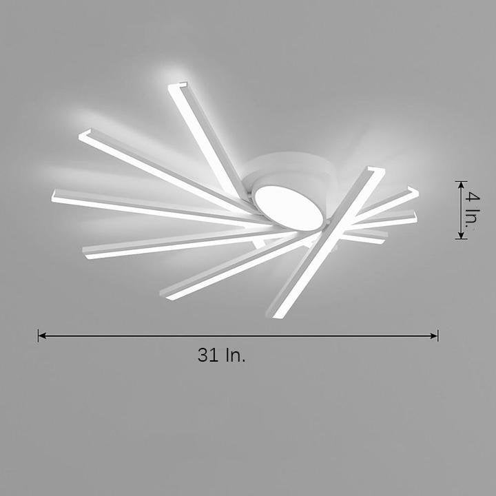 Linear Oval LED Flush Mount Ceiling Light - Modern White Metal