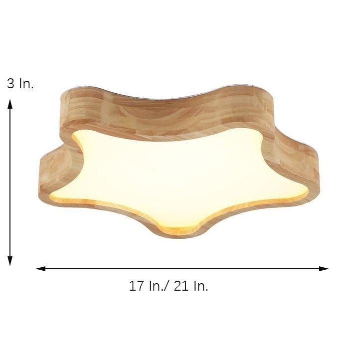Nordic Star Flush Mount LED Ceiling Light | Wood Finish Kids Room