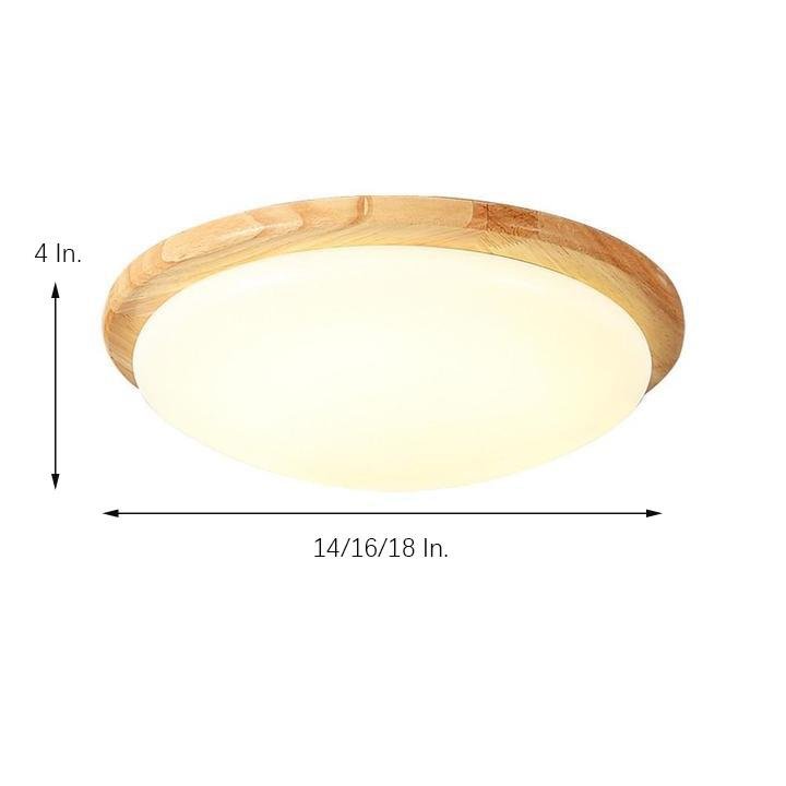 14'' Dimmable Wood Flush Mount Light Nordic LED Ceiling Lamp