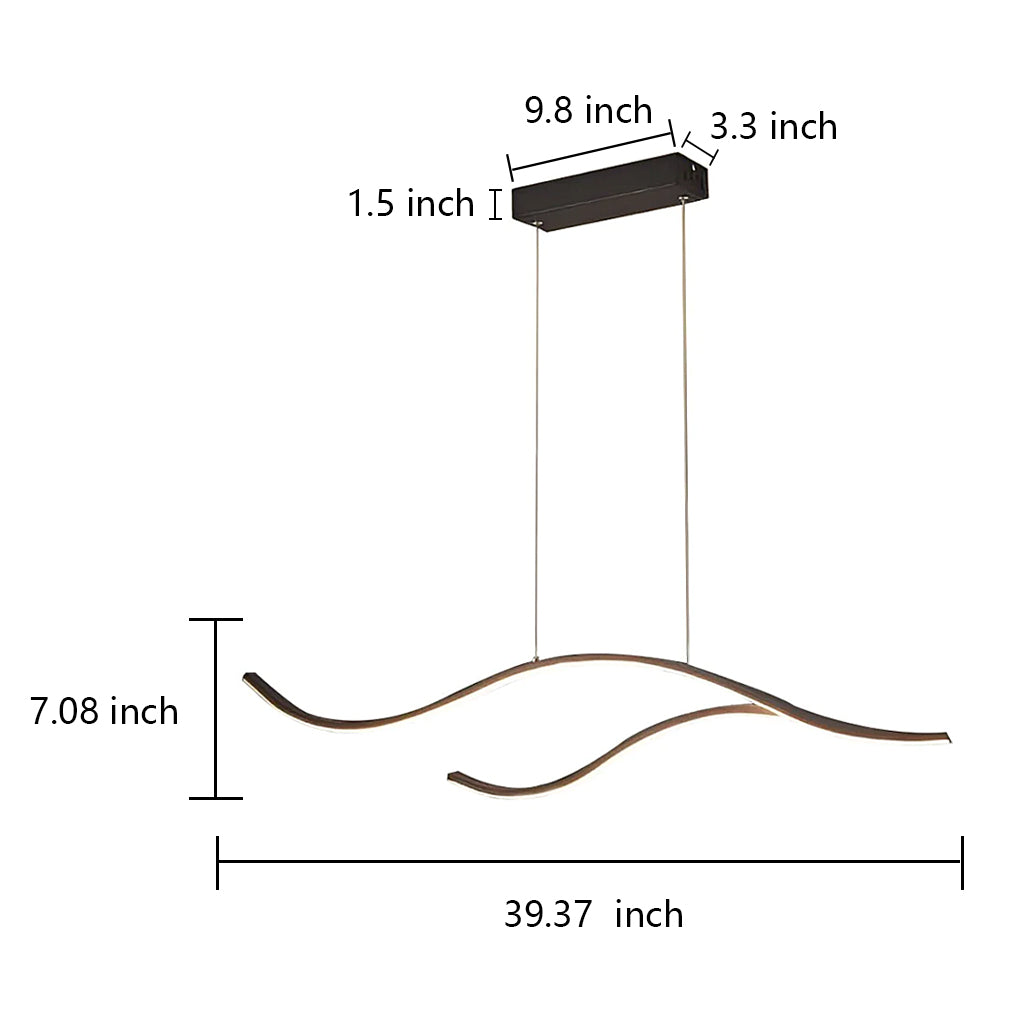 Modern Wave Linear LED Pendant Light Island Chandelier