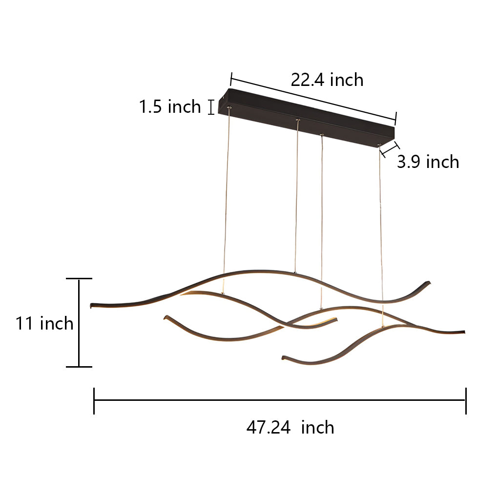 Modern Wave Linear LED Pendant Light Island Chandelier