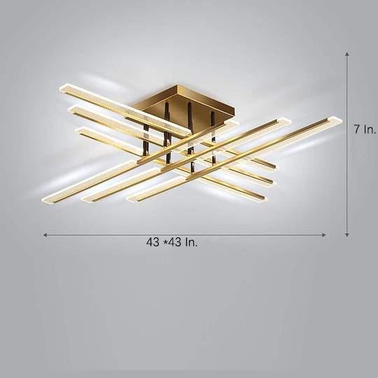 Modern Linear LED Flush Mount Ceiling Light with Metal Frame