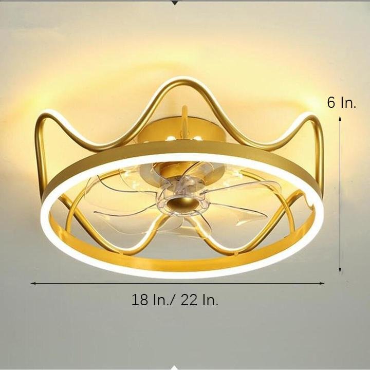 Modern Crown Ceiling Fan Light with Inbuilt LED - 3-Color Temperature