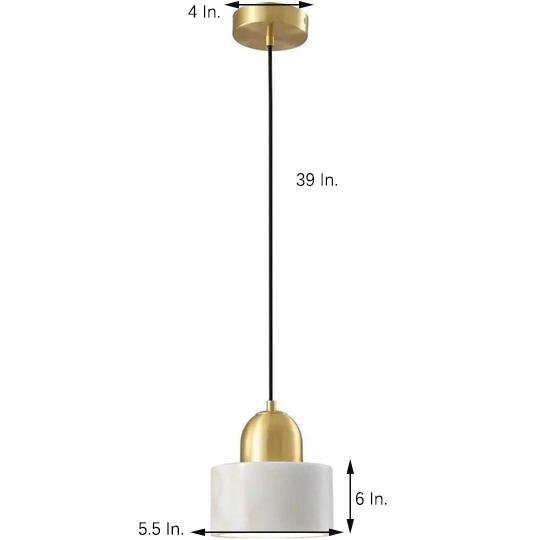 Modern Marble Drum Pendant Light Metal Ceiling Fixture