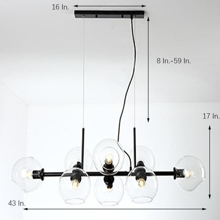 Nordic Glass Bubble Chandelier with Metal Frame – 8-Light