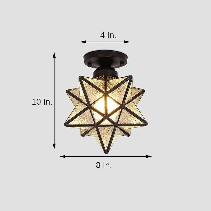 Multi-Pointed Star Semi-Flush Mount Ceiling Light - Metal & Glass