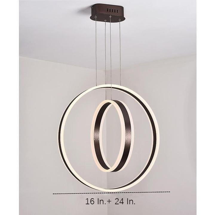 Twin Circle LED Pendant Light - Modern Geometric Aluminum Chandelier