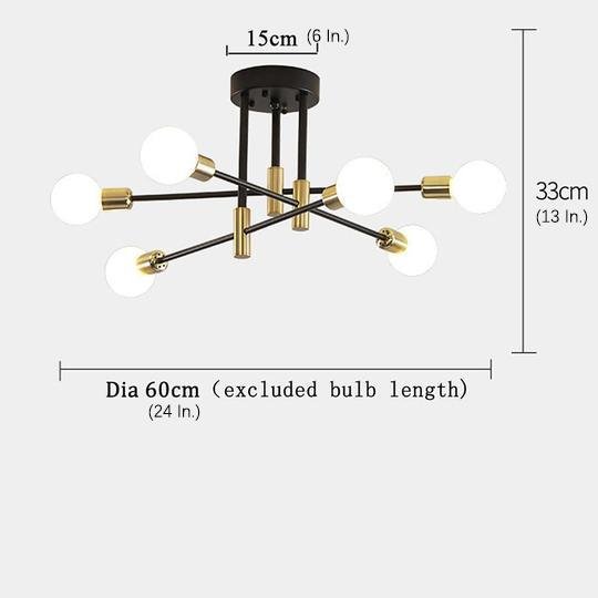 6-Light Sputnik Semi-Flush Mount Ceiling Light with Glass Shades