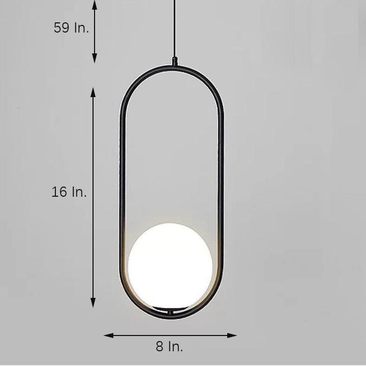 Rounded Rectangle Glass Globe LED Pendant Light - Modern Black