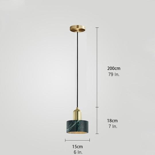 Modern Marble & Resin Pendant Light - Nordic Cylindrical Design