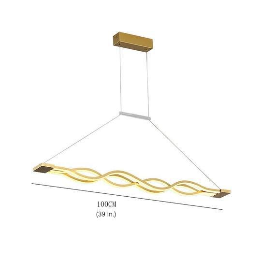 Modern Wave LED Pendant Light 39'' Aluminum Dining Chandelier