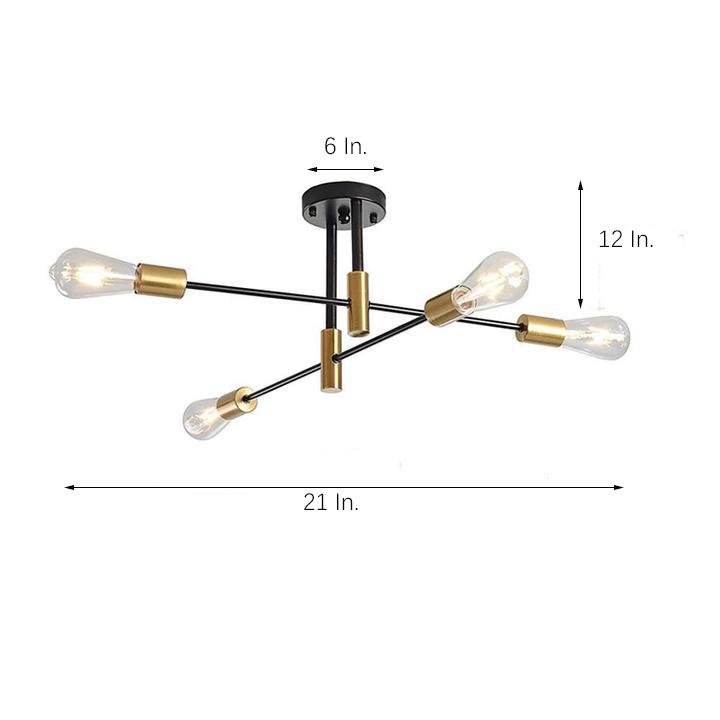Modern Iron Sputnik Chandelier 4-Light Black & Gold