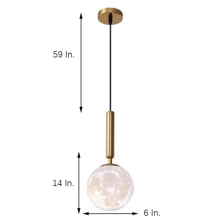 Moon Globe Pendant Light Modern Acrylic Metal Ceiling Fixture