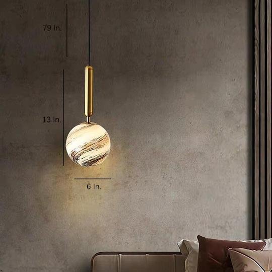 Distressed Globe Pendant Light Metal Acrylic Ceiling Fixture