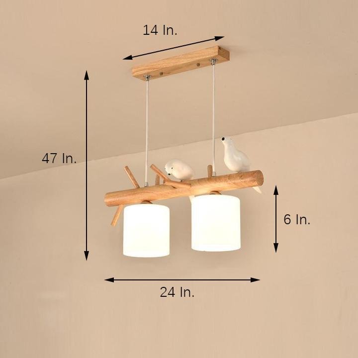 Rustic Wood and Glass Adjustable Pendant Light - 2 or 3 Lights