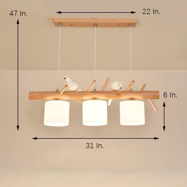 Rustic Wood and Glass Adjustable Pendant Light - 2 or 3 Lights