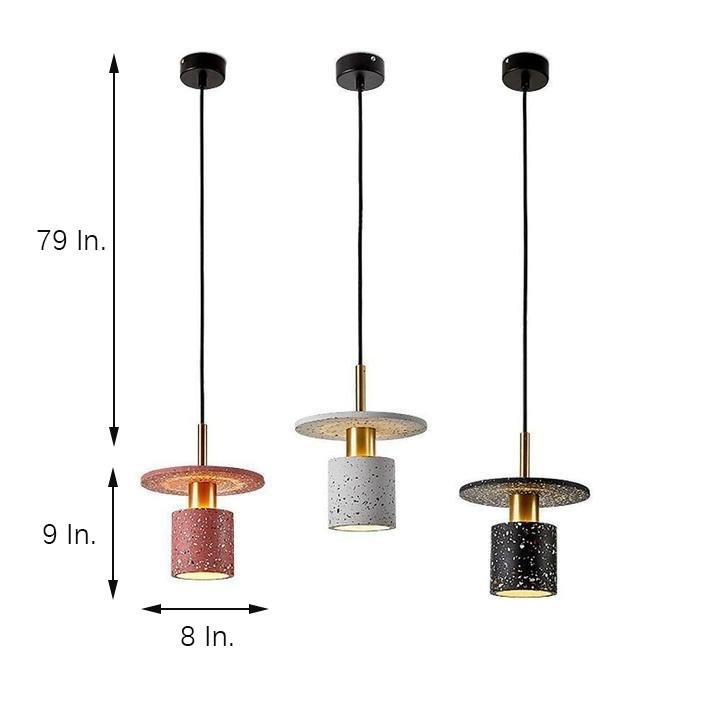 Terrazzo Cement Cylinder LED Pendant Light Modern Island Lighting