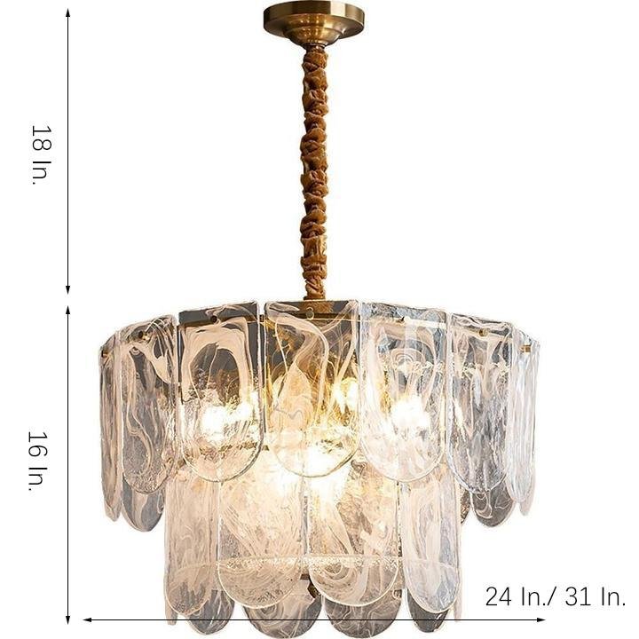 Modern Lantern Chandelier with Glass Shades - 9 to 12 Light