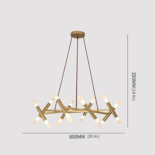 16-Light Industrial Metal Chandelier with LED Ambient Lighting