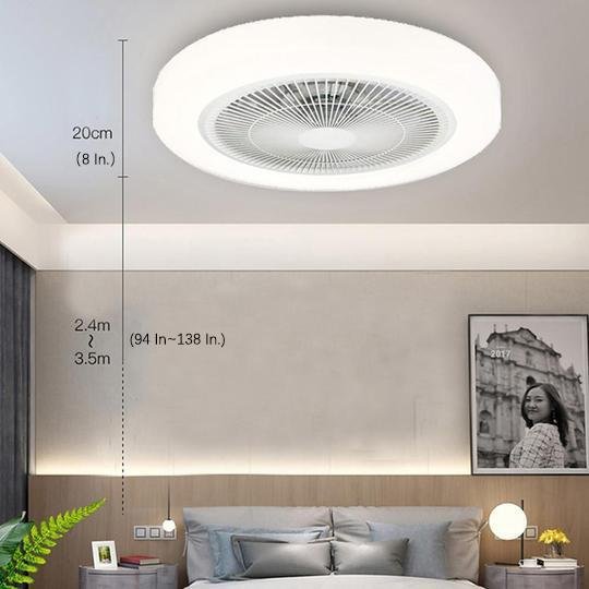 Bladeless Flush Mount Ceiling Fan with LED Light & Remote