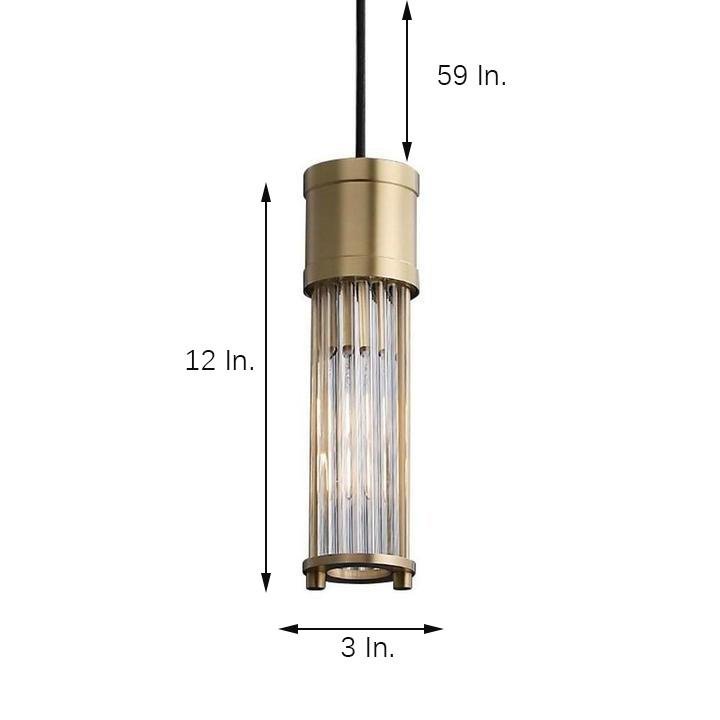Crystal Cylinder Pendant Light LED Modern Brass Copper Hanging Lamp