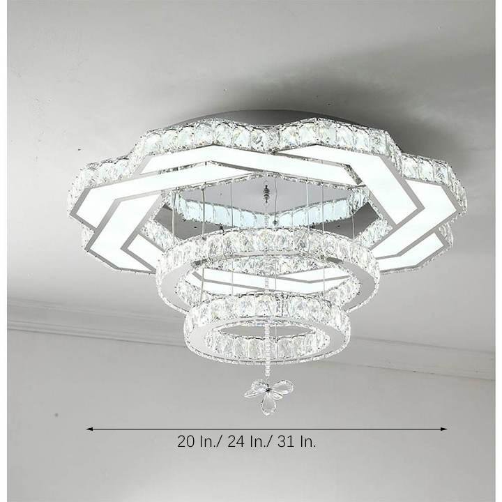 Crystal LED Flush Mount Ceiling Light - Vintage Tiered Design