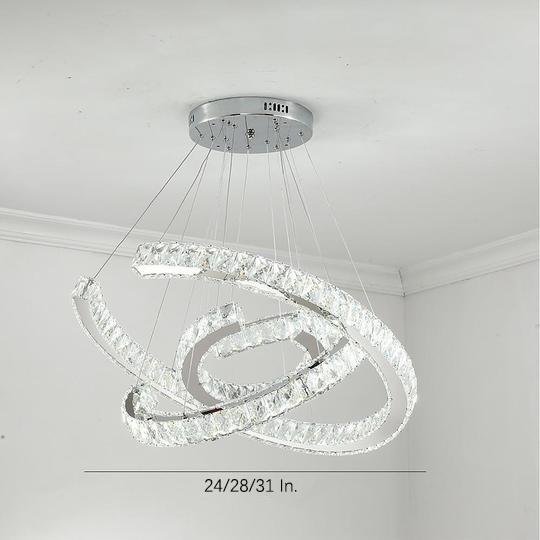 Wave Crystal Chandelier with Stainless Steel Finish - 3-Light LED