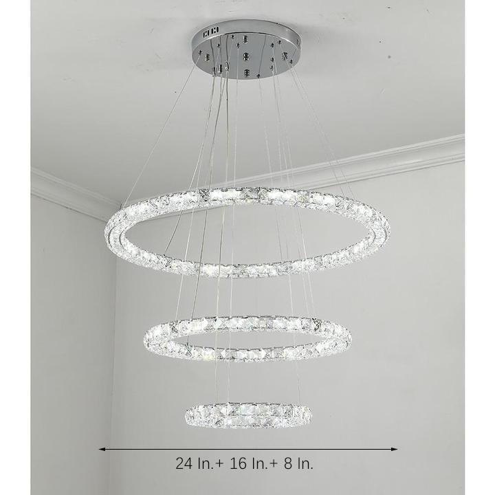 Crystal Tiered Ring Chandelier LED Pendant Light Vintage Design