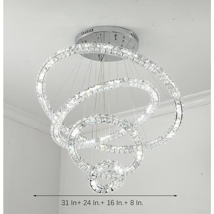 Crystal Tiered Ring Chandelier LED Pendant Light Vintage Design