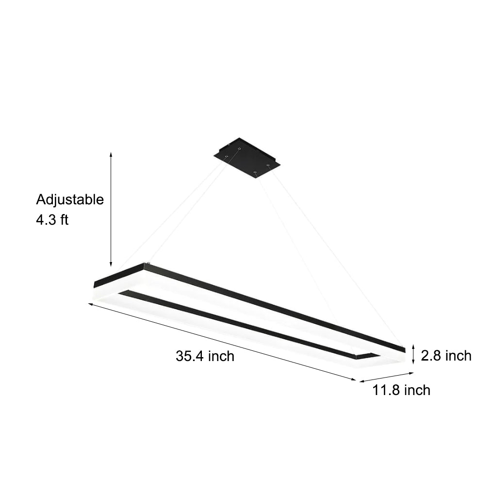 Modern Rectangular LED Pendant Light - Aluminum & Acrylic