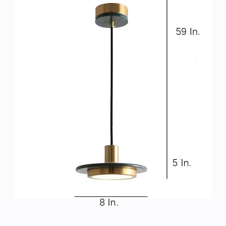 Double Circle Pendant Light Classic Metal Marble Ceiling Fixture