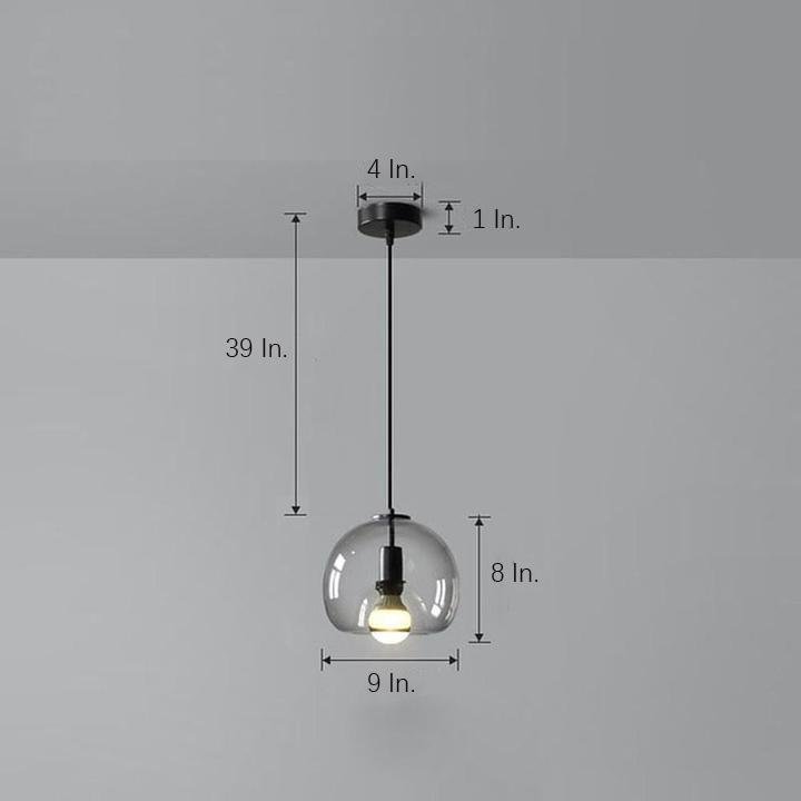 Vintage Smoked Glass Pendant Light with Metal Frame