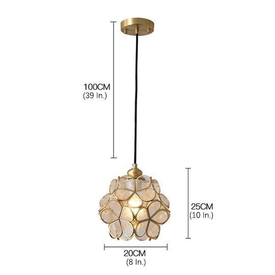 Floral Crystal Pendant Light Brass Copper Globe Chandelier