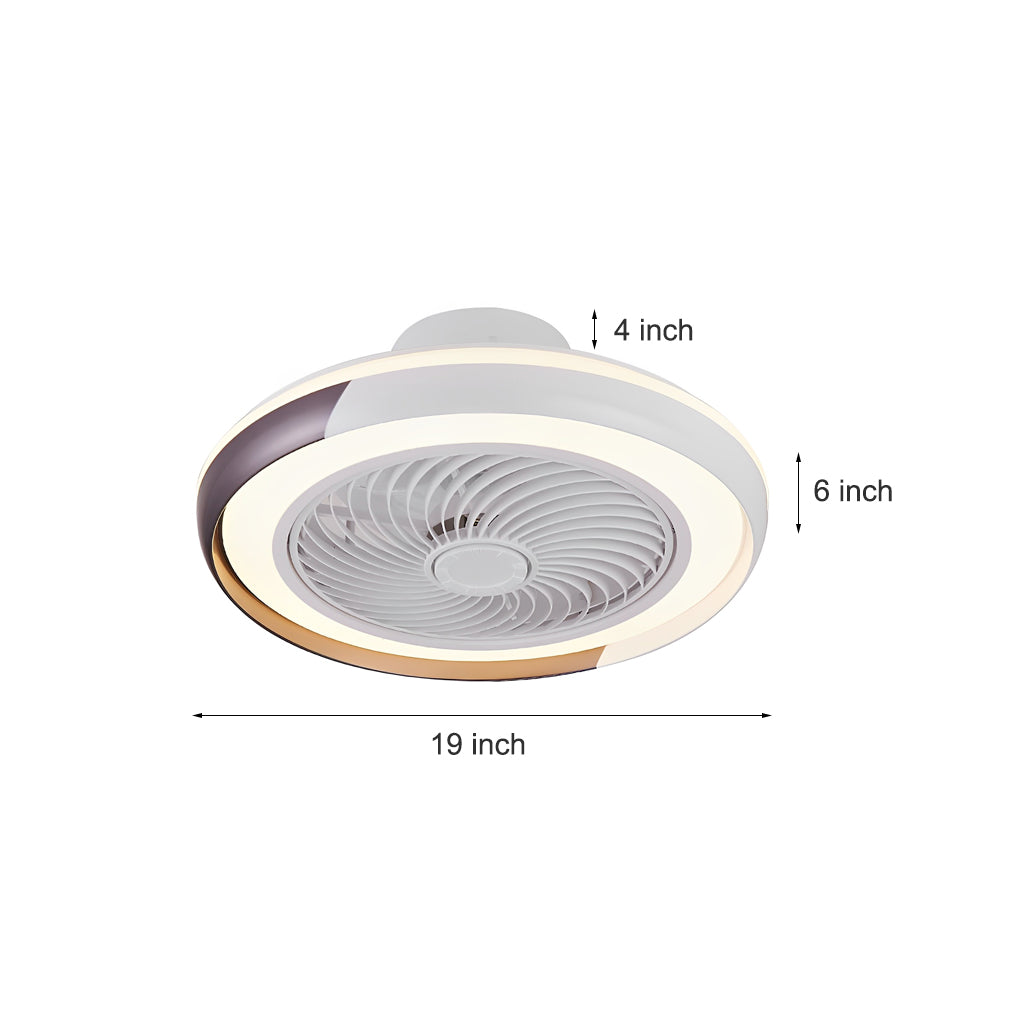 Modern Round Bladeless Ceiling Fan with Dimmable LED Light