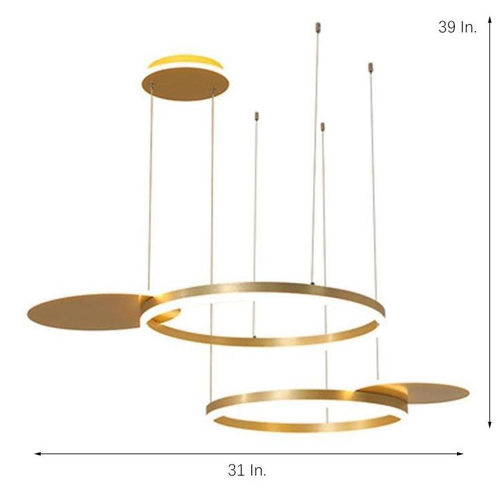 Modern 5-Ring LED Chandelier in Gold and Brown Finish