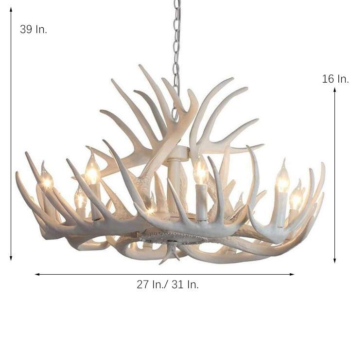 White Antler Chandelier with Candle Lights - 4/6/8 Lights