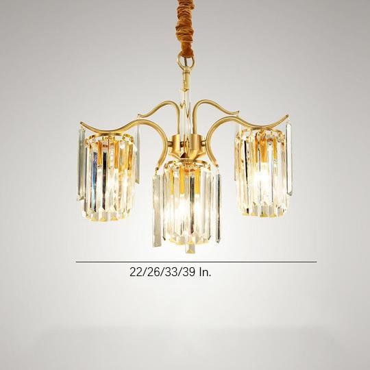 Crystal Chandelier Gold Copper Finish LED Ambient Lighting
