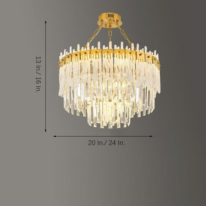 Round Crystal Chandelier | Gold Finish | Modern Luxury Design