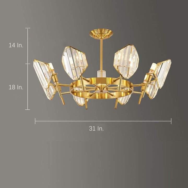 Crystal Ring Chandelier – Gold Metal Frame Luxury Ceiling Light
