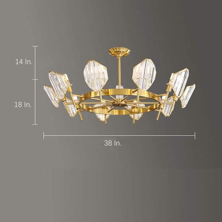Crystal Ring Chandelier – Gold Metal Frame Luxury Ceiling Light