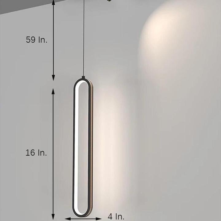 Modern Elongated Pendant Light with Metal Frame & Acrylic Shade