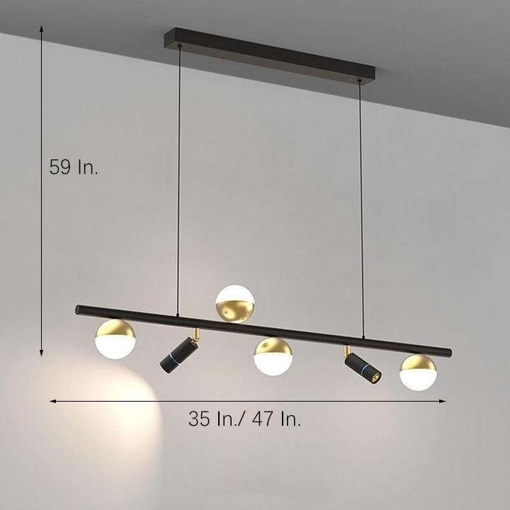 6/8-Light Black Linear Island Pendant Light with Acrylic Shades