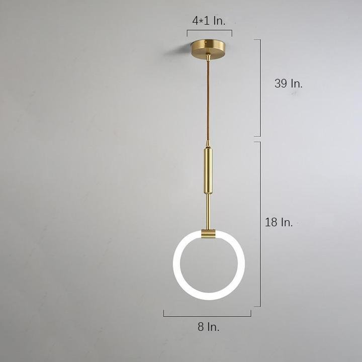 Gold Circle LED Pendant Light - Modern Geometric Hanging Lamp